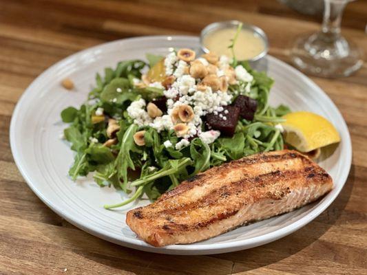 Golden Beet Salad with Roasted Salmon