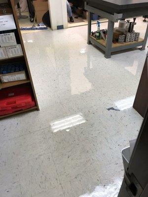 This is a floor from a machine shop. We took it from yellow with oil to white