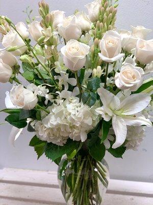 White mixed flower arrangement