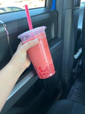 It is a strawberry smoothie with 3x the amount of Boba