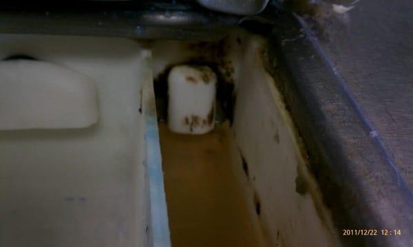 Rust in the detergent bin.