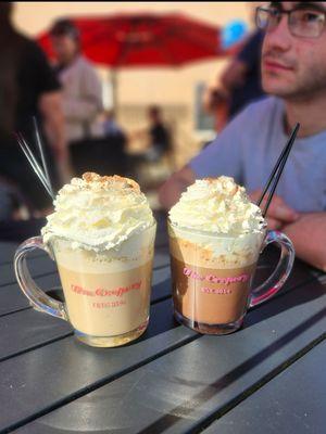 White mocha on the left and Mocha on the right