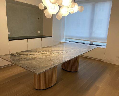 custom made dining table with quartzite top