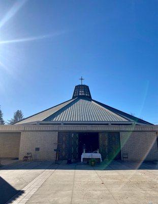 Outdoor Mass in front of the Main Entrance of the Church