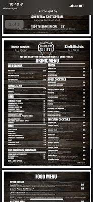 Drink menu