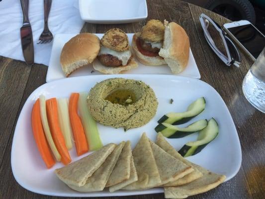 Delicious looking apps. Scionburger sliders and pistachio basil hummus! Can't wait to taste