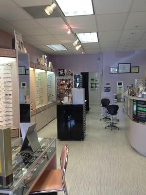 selection of mens and womens frames and hall to exam rooms