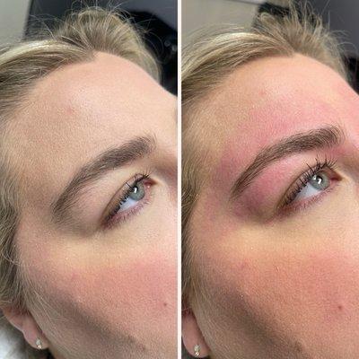 A girl is incomplete without her brows! Here is a before and after of a brow wax and shape!