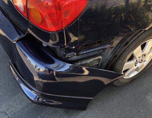 The car wash at the Shell station ripped right corner of my rear bumper