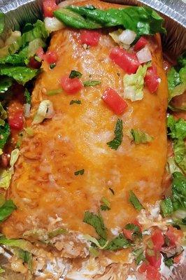 Smothered chicken burrito