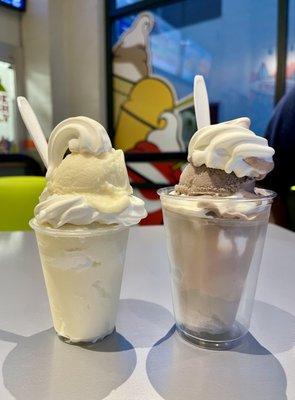 Pina colada and cookies and cream gelati