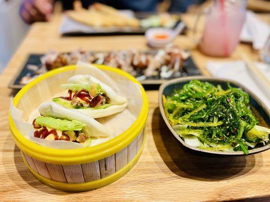 Chicken steam bun was delicious and so was the seaweed salad