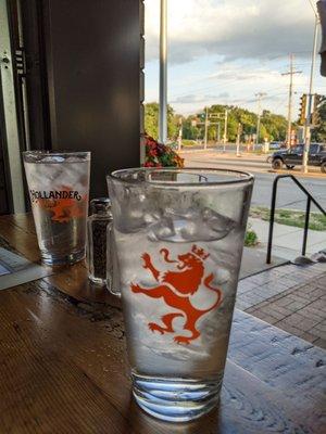 Excellent semi-outdoor seating next to the bar