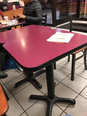 Dirty tables to eat in