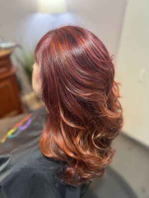 Red to copper balayage