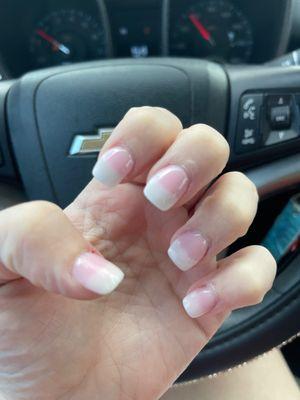 Ombré pink and white Acrylic Nails - Shellac