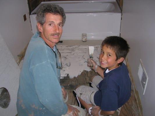 Me and my buddy! ( my own bathroom remodel )