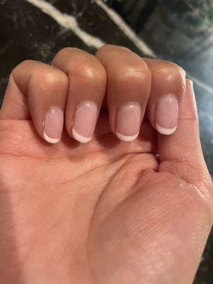 Gel manicure but no cuticle work was done. I think they forgot or maybe not what they do here?