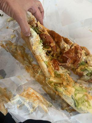 Soaked roll slip Chicken Finger Sub 12"