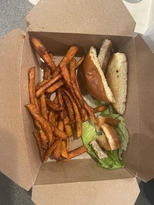 Turkey burger & sweet potato fries