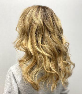 Warm blonde balayage