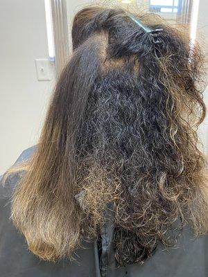 Keratin treatment before & during