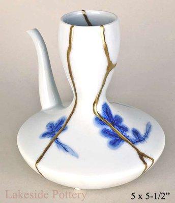 Kintsugi / Kintsukuroi art and pottery.  Mending pottery with gold, a Japanese metaphor