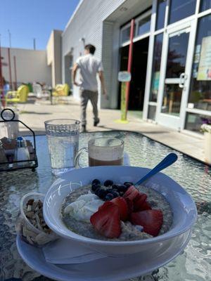 Yummy Oatmeal on the patio :)