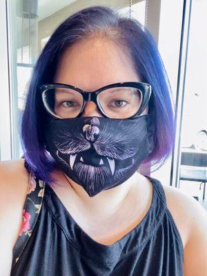 I wore my mask while she worked.