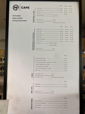 August 2024 (Cafe Drinks Menu)