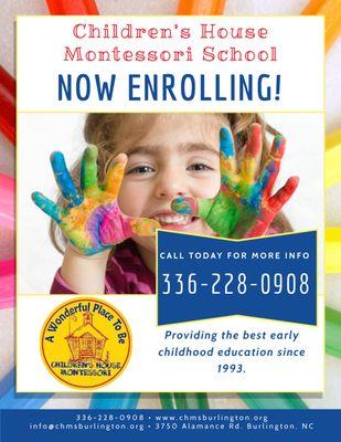 Now enrolling children ages 2-6.  Call today for more information!  Registration fee waived through January 2019!