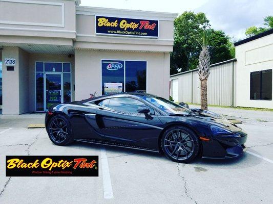 The Black Optix Tint® team just finished tinting this beautiful 2017 McLaren now time for the  Paint Protection!