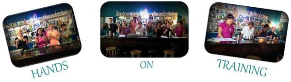 You read it right! HANDS ON TRAINING! In our real bar set up classroom! 704-569-9992