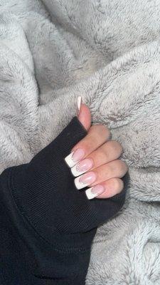 white french tip with glitter