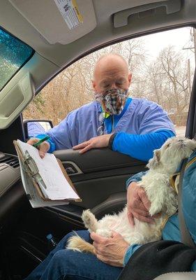 Dr Chet making car calls during the pandemic