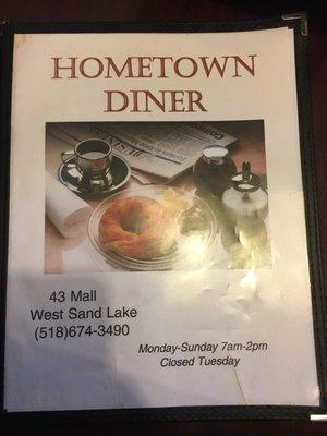 Hometown Dinner Menu