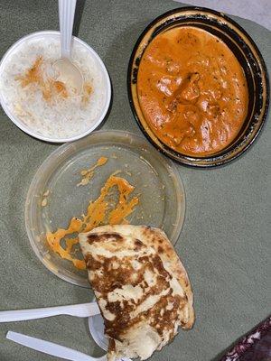 Butter  Chicken  With Basmati Rice  & Naan