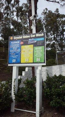 Car wash prices.