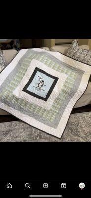 A baby quilt made with his name and birthdate!