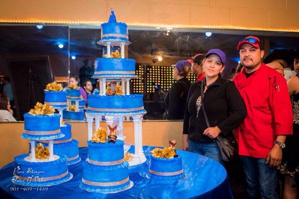 Blanca and her husband with one of their marvelous creations.