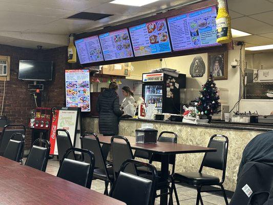 Order at the counter. Big menu with lots of choices.