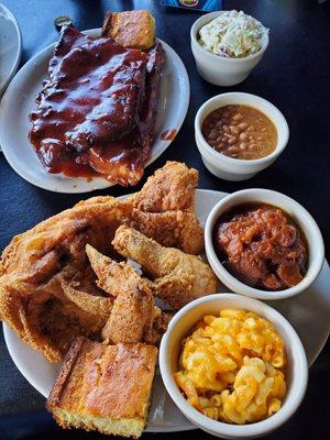 Bbq ribs, and signature fried chicken