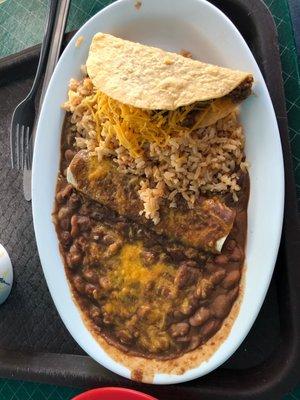 Cheese enchilada and beef taco