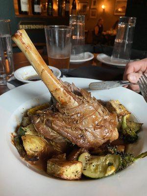 Lamb shank w cherry and mint sauce/glaze