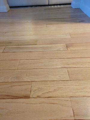 Refinished floors from very dark to natural wood color (very hard to do!)