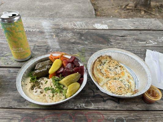 Mezze Platter w/over easy eggs.