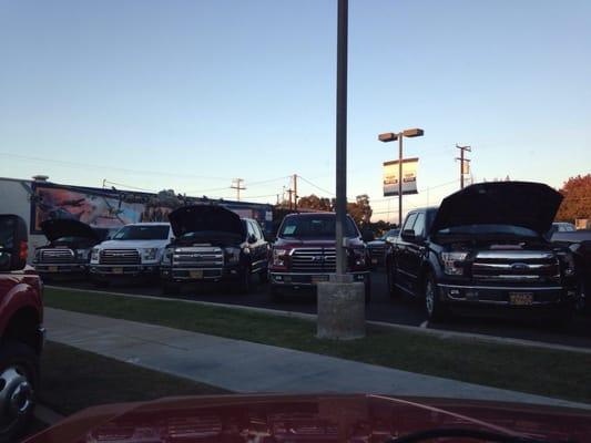 Sale Lot, with all the pretty new Trucks