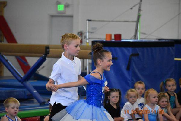 Ballet 3 performing at the spring Gymnastics show