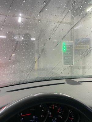 Inside the car wash.