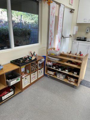 Our art center where there are lots of materials to create.